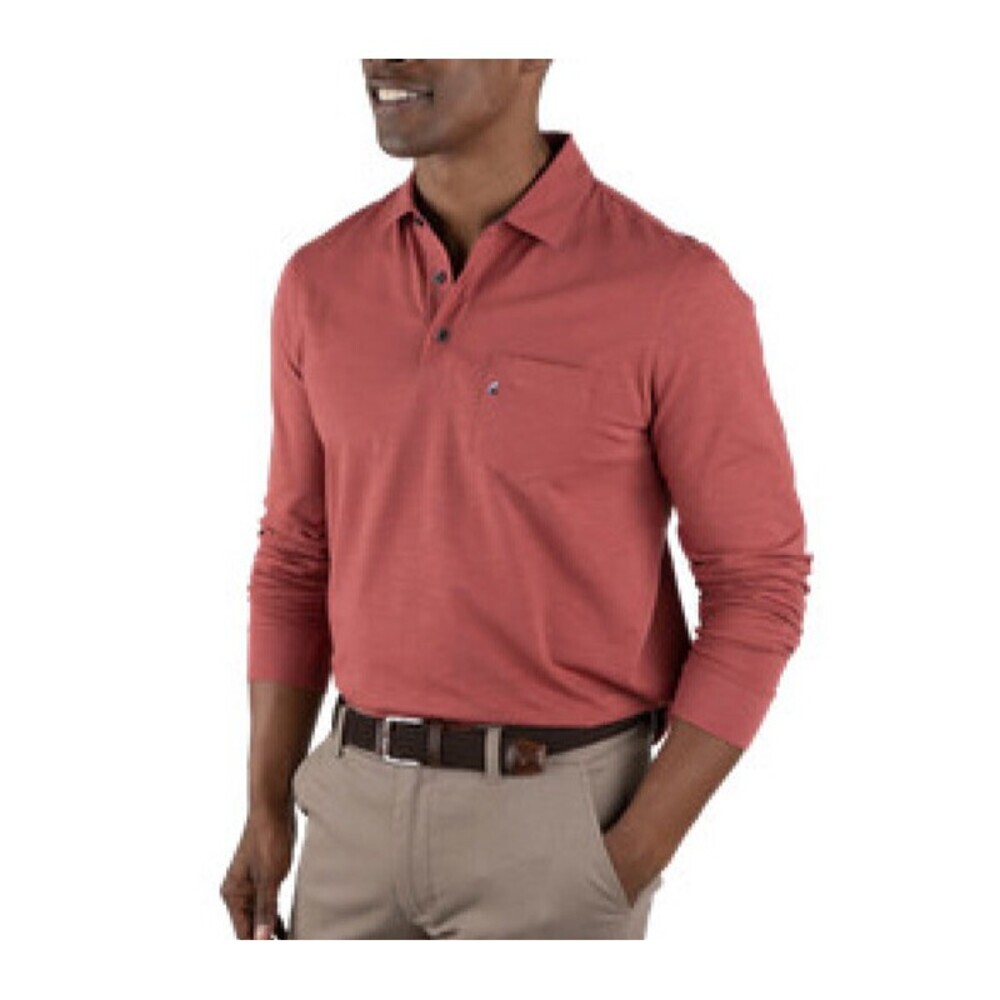 Tailor Vintage Men's Long Sleeve Canyon Red Polo Airotec Performance Size Large